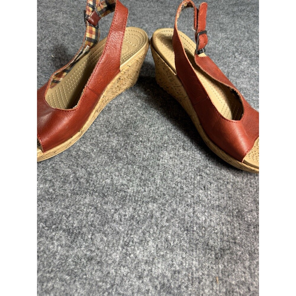 Crocs A‑Leigh Leather Slingback Wedge Sandals – Women’s 10 - Picture 7 of 7